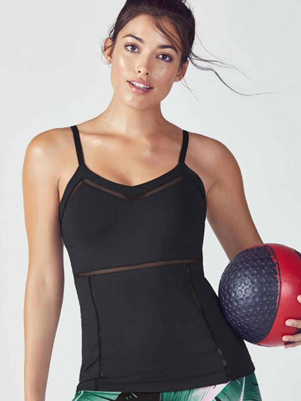 Fabletics 'Brooklyn Black Spaghetti Strap Padded Bra Tank Loose Fit Comfort